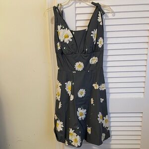 Dark gray floral dress.  Vintage